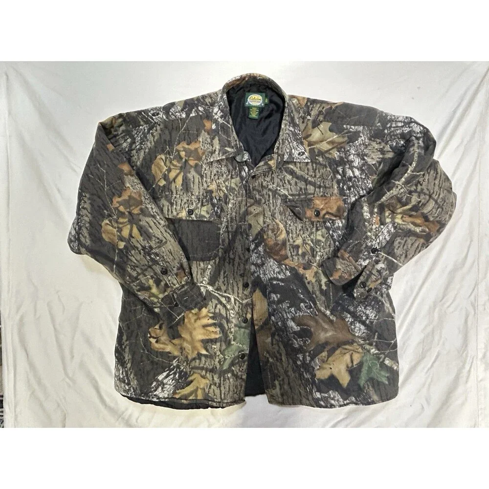 Vintage Cabelas Shirt Mens 2XLarge Camo Faded Chamois Flannel USA 90s Hunting - Picture 1 of 10